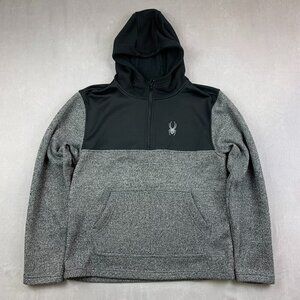 Spyder Mens Sweater Medium Gray Colorblock Ray 1/4 Zip Hoodie Long Sleeve Racer